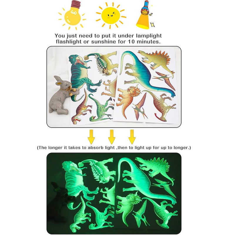 MESU Dinosaur Glow in The Dark Stickers Luminous Wall Decals Ceiling Decor for Boys Room Nursery Kids Gift Dinosaur - Image 4