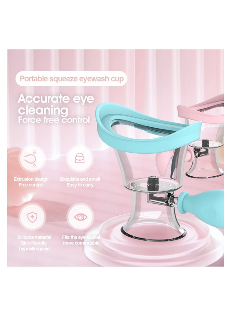 Excefore Eye Wash Cup,Eye Wash Cleaner Kit Silicon Manual Air Pressure Eye Cleaning Cup Tool Effective Eye Rinse Clean Dust Makeup Irritants,Transparent with Storage Container Eye Cup Soothing Tired Eyes - Image 3