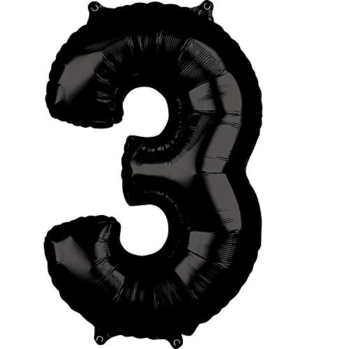 Balloonistics Black Number 3 Foil Balloon for Birthday Milestone Anniversary Decoration 16 Inches - Image 1