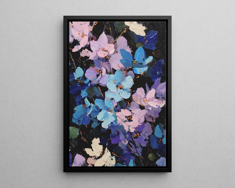 TNESSENTIAL Floral Vibrant Blue and Lavender Impressionist Painting Poster or Canvas Print, Lush Bouquet Impasto Style Botanical Art, Nature Wall Decor - Image 5