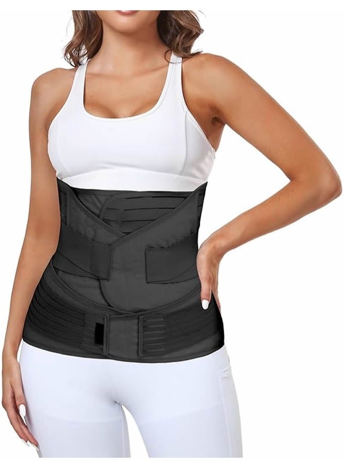 Generic 3 in 1 Postpartum Belly Wrap - Recovery Belly/Waist/Pelvis Belt Black Postpartum Belly Band, Black (XL Size)  - Image 1