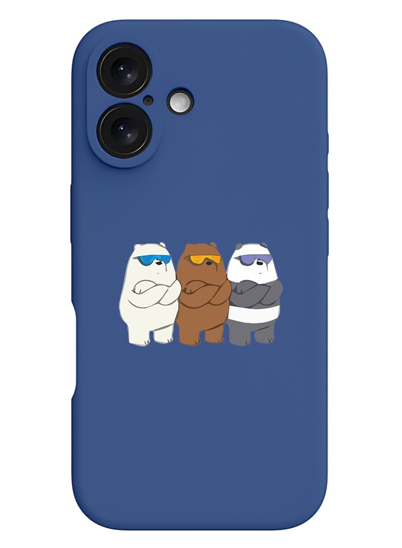 Theodor Protective Slim Fit Case Liquid Silicone Cover with Full Body Protection Anti-Scratch Shockproof Case For Apple iPhone 17 (Blue) Bears Pose - Image 1