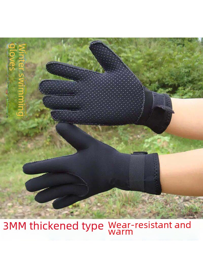 Generic 3MM Neoprene Diving Gloves Winter Anti-Slip Warm Black 
