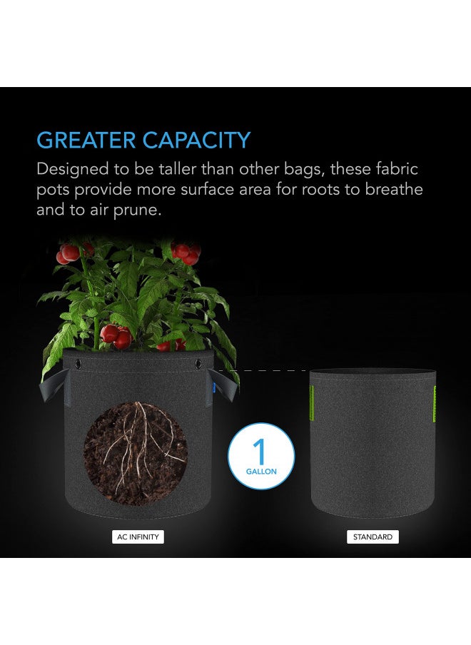 AC Infinity Heavy Duty Fabric Pots, 1 Gallon Aeration Reusable Grow Bags 5-Pack with 500G Thick Nonwoven Fabric and Multi-Purpose Rings, for Low Stress Plant Training Fruits, Vegetables, and Flowers - pzsku/Z97B0BF24ACD73DBF5A9FZ/45/_/1731078070/194f26e3-0005-401e-a21d-7c9a0a718b58