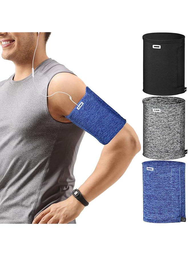 Green Tiger 3 Pieces Phone Mobile Holder for Running, Cellphone Armband Fitness Accessories Phone Cellphone Pouch Bag Jogging(Black, Gray, White-Blue,L) - Image 1