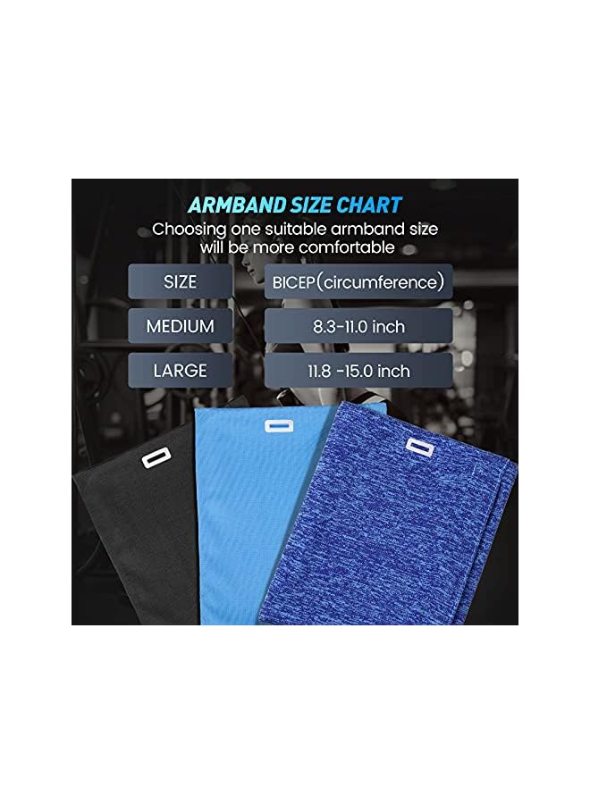 Green Tiger 3 Pieces Phone Mobile Holder for Running, Cellphone Armband Fitness Accessories Phone Cellphone Pouch Bag Jogging(Black, Gray, White-Blue,L) - Image 2