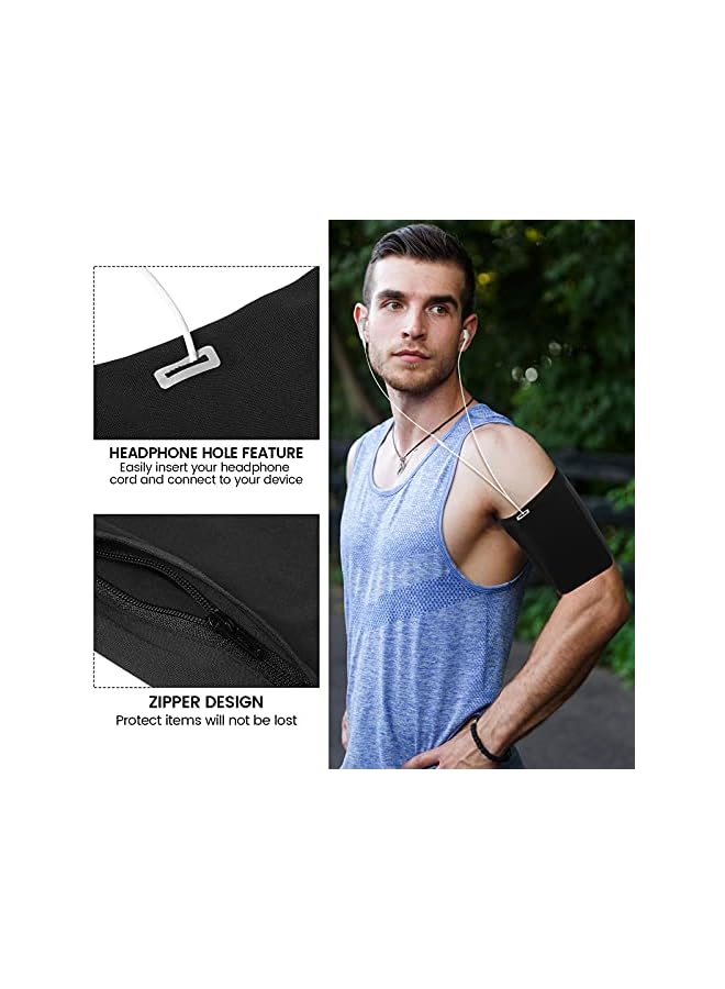 Green Tiger 3 Pieces Phone Mobile Holder for Running, Cellphone Armband Fitness Accessories Phone Cellphone Pouch Bag Jogging(Black, Gray, White-Blue,L) - Image 3