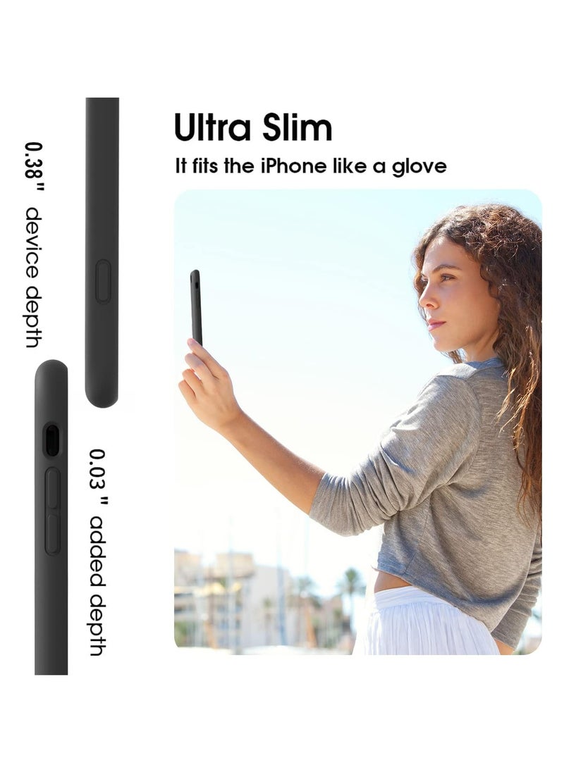 Compatible with iPhone 7/8 Plus Case 6.5 Inch Slim Liquid Silicone 4 Layers Soft Gel Rubber Shockproof Protective Phone Case with Anti Scratch Microfiber Lining (Black)
