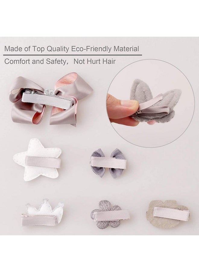 KolorFish - KolorFish Baby Girl's Hair Clips Cute Bows Elastic Hair Ties Accessories Ponytail Hairpins Set For Baby Girls Teens Toddlers, 18 pieces Pack, Grey, Grey - Image 1