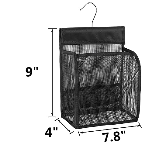 ALYER Hanging Mesh Shower Caddy Organizer Bathroom Storage Bag with Hooks for College Dorm, Gym, Swimming,RV and Travel,Black - Image 2
