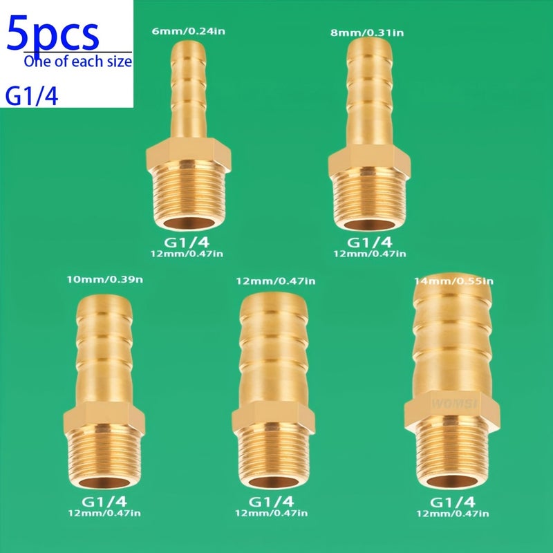 Brass Pagoda Male Thread Quick Connect Fittings G1/2 7pcs Garden Hose Adapter - Image 2
