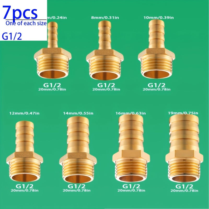 Brass Pagoda Male Thread Quick Connect Fittings G1/2 7pcs Garden Hose Adapter - Image 3