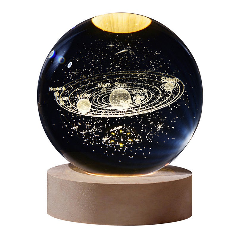 3D Galaxy Crystal Ball Lamp Lasers Engraving Night Light with Wooden Base for Bedroom Decor, Holiday Gifts - Image 5