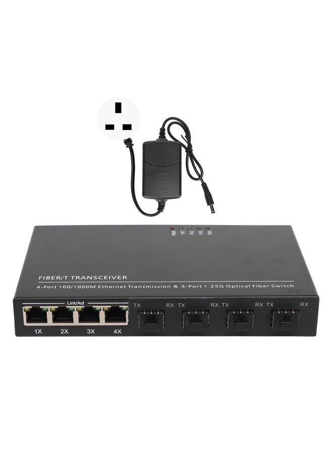 Thoraya Ethernet Fiber Media Converter Full Gigabit SFP Fiber Switch SC/LC Port 4 Optical Ports 4 Electrical Ports 10/100/1000M Multi-function Compatibility RJ-45 Port UK Reg  - Image 1