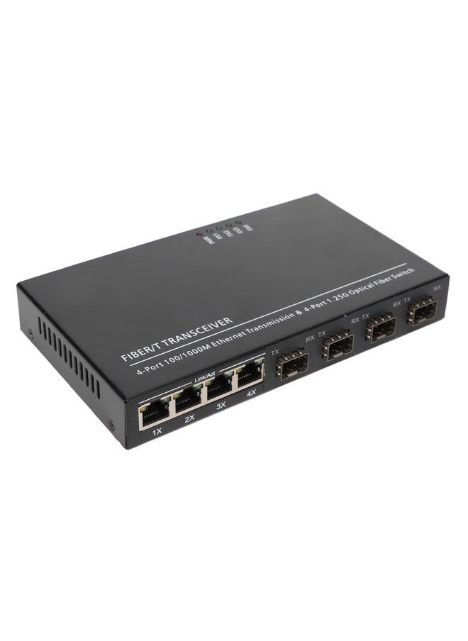 Thoraya Ethernet Fiber Media Converter Full Gigabit SFP Fiber Switch SC/LC Port 4 Optical Ports 4 Electrical Ports 10/100/1000M Multi-function Compatibility RJ-45 Port UK Reg  - Image 3