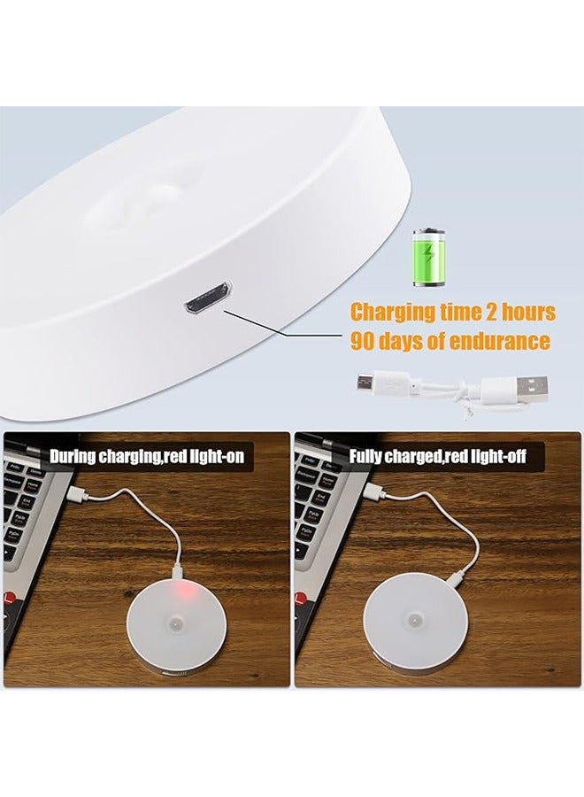 2 Pcs Motion Sensor Light 8 LEDs Rechargeable Night Light Intelligent Human Body Sensor Night Light with USB Cable & Magnetic Patch Cordless Safe Wall Light for Kitchen Bookshelves Drawers 1W White - Image 2