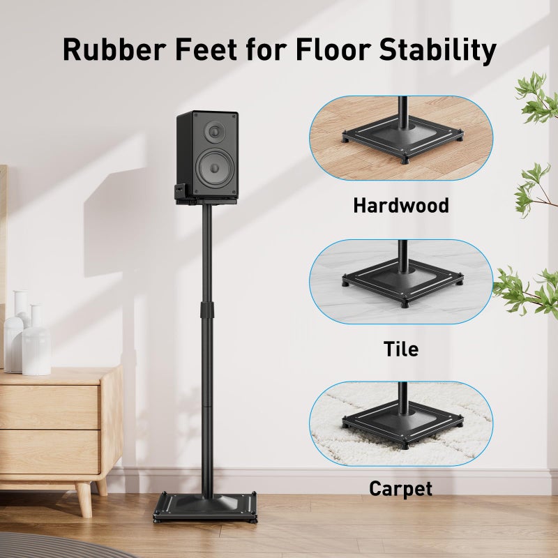 PERLESMITH Universal Speaker Stands for Surround Sound -Height Adjustable Extend 33.3â€to 45.1â€, Floor Speaker Stand for Satellite & Studio & Bookshelf Speakers up to 11LBS,1 Pair Black, PSSS2 - Image 5