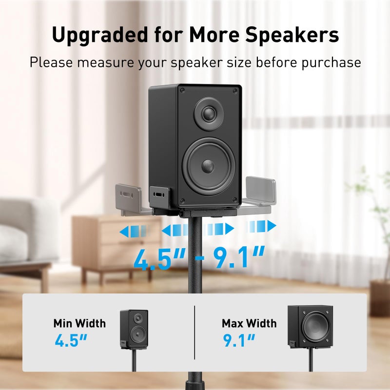 PERLESMITH Universal Speaker Stands for Surround Sound -Height Adjustable Extend 33.3â€to 45.1â€, Floor Speaker Stand for Satellite & Studio & Bookshelf Speakers up to 11LBS,1 Pair Black, PSSS2 - Image 3
