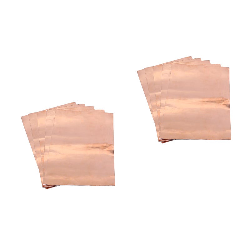 10 Pcs 300x200MM Copper Foil Sheets Paper Conductive Paper Adhesive Stained Glass Guitar Accessory for Soldering Electrical Repairs Grounding Shielding GB07 (Light Brown) - Image 1