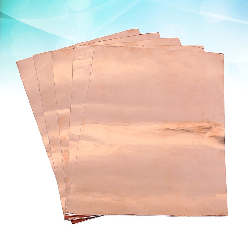 10 Pcs 300x200MM Copper Foil Sheets Paper Conductive Paper Adhesive Stained Glass Guitar Accessory for Soldering Electrical Repairs Grounding Shielding GB07 (Light Brown) - Image 3