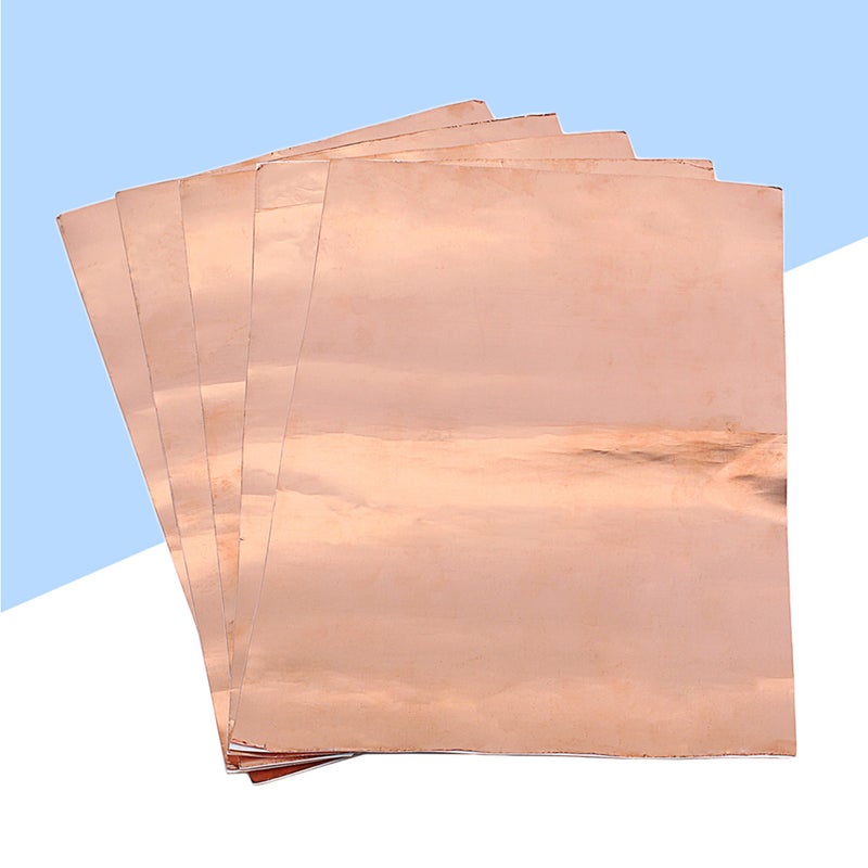10 Pcs 300x200MM Copper Foil Sheets Paper Conductive Paper Adhesive Stained Glass Guitar Accessory for Soldering Electrical Repairs Grounding Shielding GB07 (Light Brown) - Image 5
