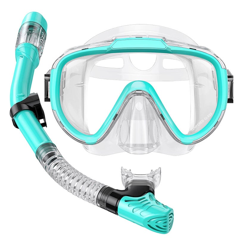 Seovediary Snorkel Set Adults Snorkeling Gear Anti-Fog Panoramic View Swim Mask Dry Top Snorkel Kit with Carry Bag for Snorkeling Scuba Diving Swimming Travel - Image 1