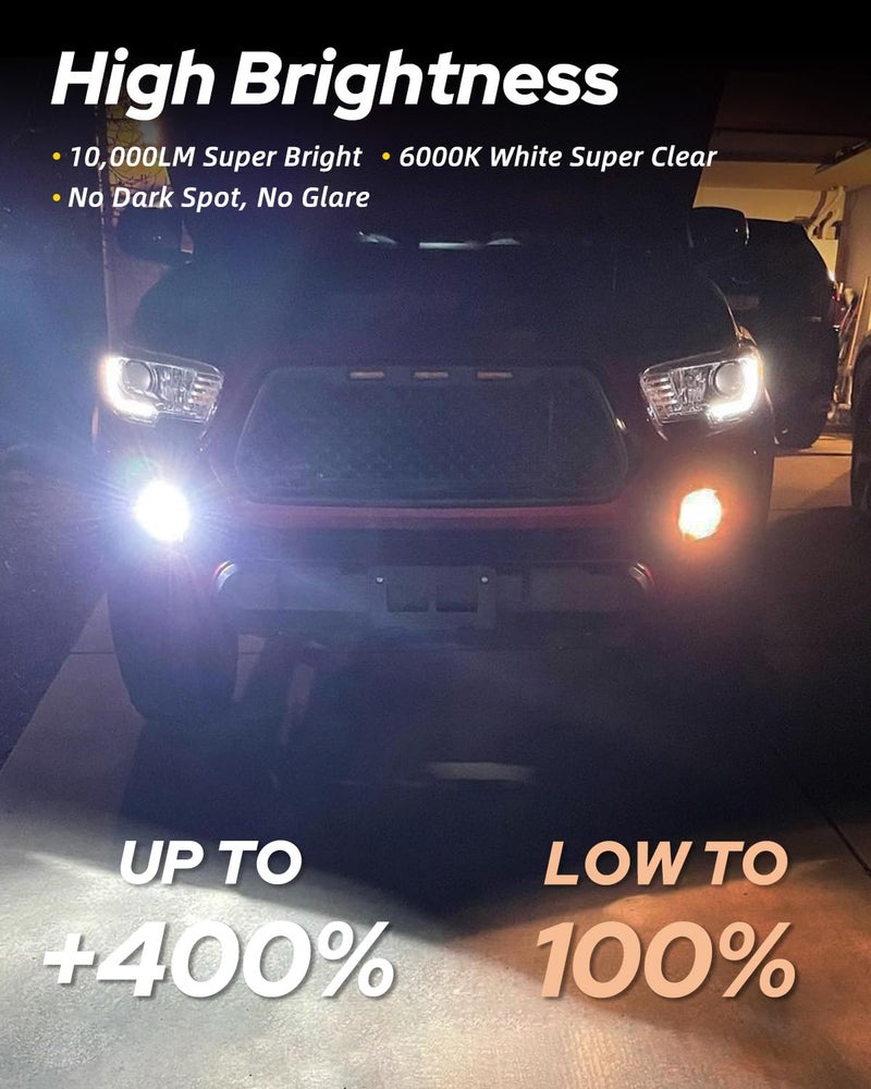 AUTOONE H8 H11 H16 LED Fog Light Bulbs or DRL, 6000K White Super Bright for Automotive Car Fog Lights Replacement, 50000 Hours Lifespan, Plug and Play, Pack of 2 - Image 2