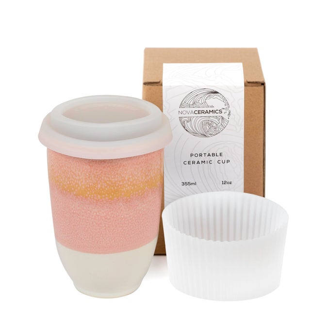 TRAVEL MUG TRAVEL COFFEE MUG ICED COFFEE CUP UNIQUE TO GO MUG MICROWAVE DISHWASHER SAFE COFFEE PINK TUMBLER GIFTS FOR WOMEN MEN HIM HER 12OZ AFTERGLOW