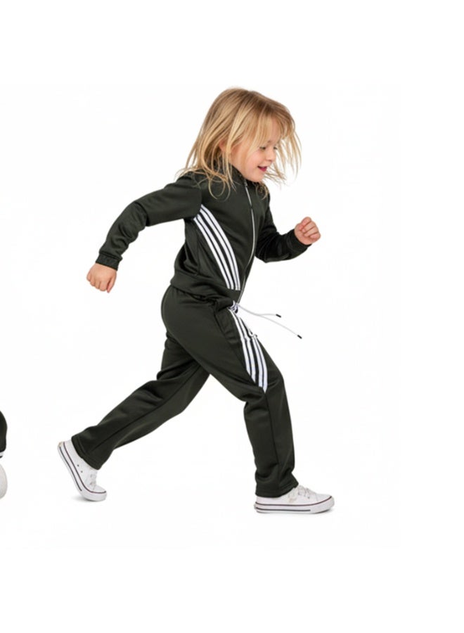 Caesar Girls' winter tracksuit with a velvet lining and a 4-stripes design - Image 2