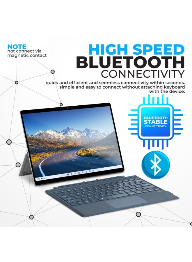 TUNKE Wireless Keyboard for Microsoft Surface Pro 7/7 Plus/6/5/4/3 (12.3"), Bluetooth 5.2 Type Cover with Touchpad, 7-Color Backlit, Dual-Language Key Printing（Blue） - Image 2