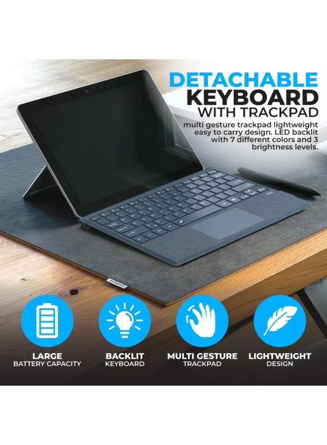 TUNKE Wireless Keyboard for Microsoft Surface Pro 7/7 Plus/6/5/4/3 (12.3"), Bluetooth 5.2 Type Cover with Touchpad, 7-Color Backlit, Dual-Language Key Printing（Blue） - Image 5