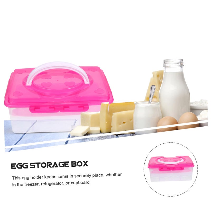 Rosy Double Layer Egg Storage Box With Lid 24X16 5X10CM Refrigerator Organizer Freshness Safe Transport - Image 4