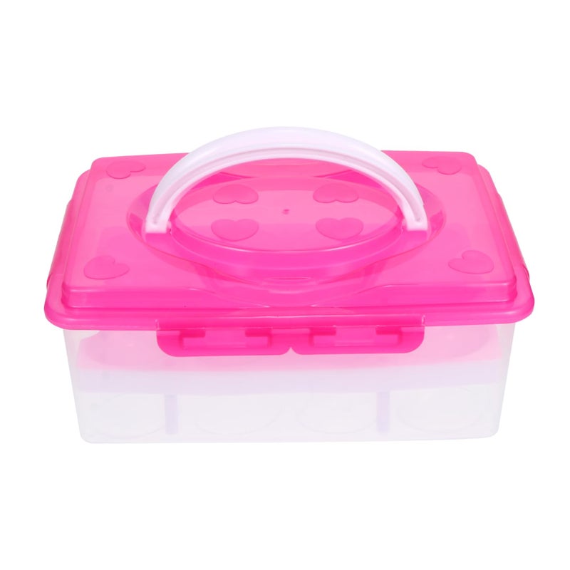 Rosy Double Layer Egg Storage Box With Lid 24X16 5X10CM Refrigerator Organizer Freshness Safe Transport - Image 2