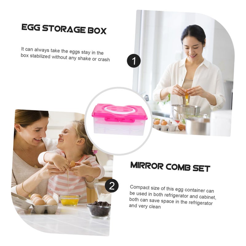 Rosy Double Layer Egg Storage Box With Lid 24X16 5X10CM Refrigerator Organizer Freshness Safe Transport - Image 5