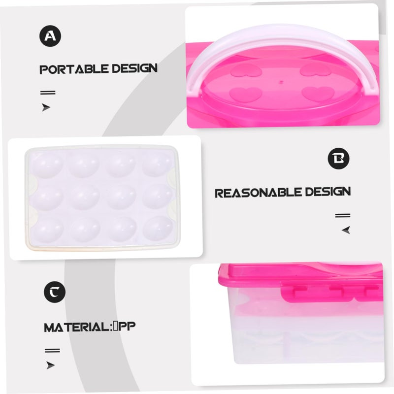 Rosy Double Layer Egg Storage Box With Lid 24X16 5X10CM Refrigerator Organizer Freshness Safe Transport - Image 3