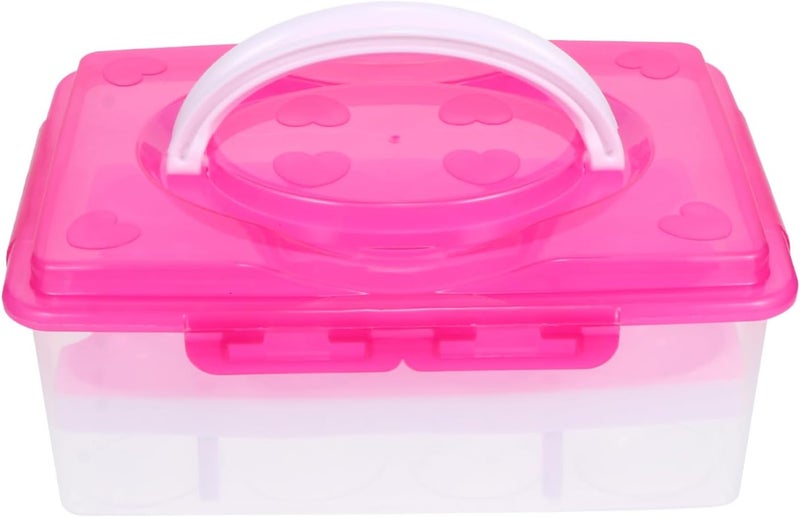 Rosy Double Layer Egg Storage Box With Lid 24X16 5X10CM Refrigerator Organizer Freshness Safe Transport - Image 1