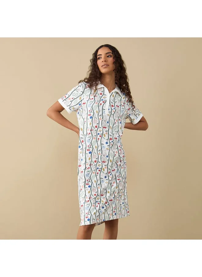 FAV Winnie The Pooh and Friends Print Sleepshirt with Short Sleeves