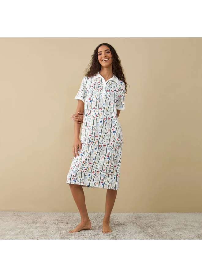 FAV Winnie The Pooh and Friends Print Sleepshirt with Short Sleeves