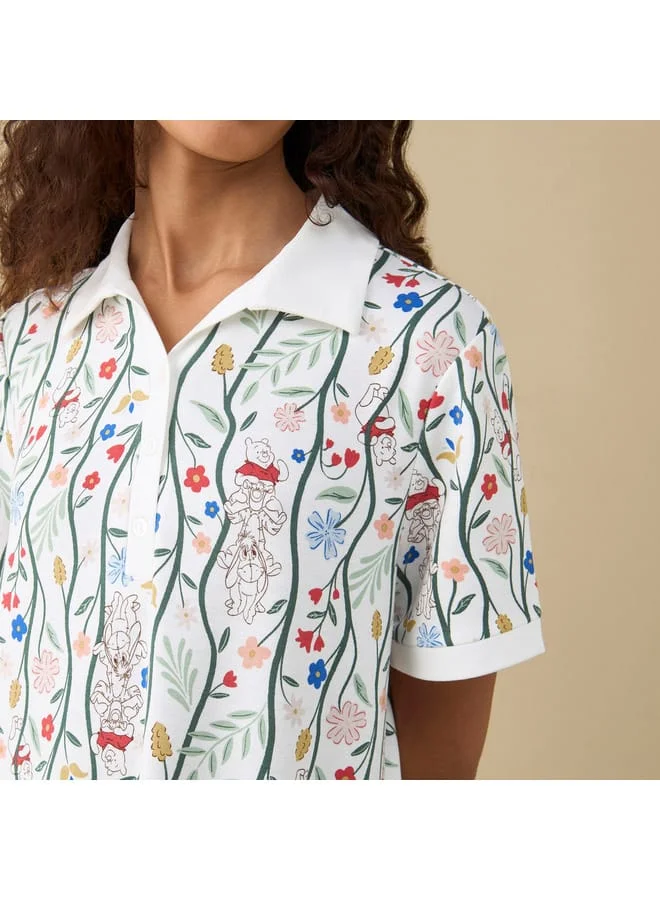 سبلاش فيڤ قميص نوم بأكمام قصيرة وطبعات