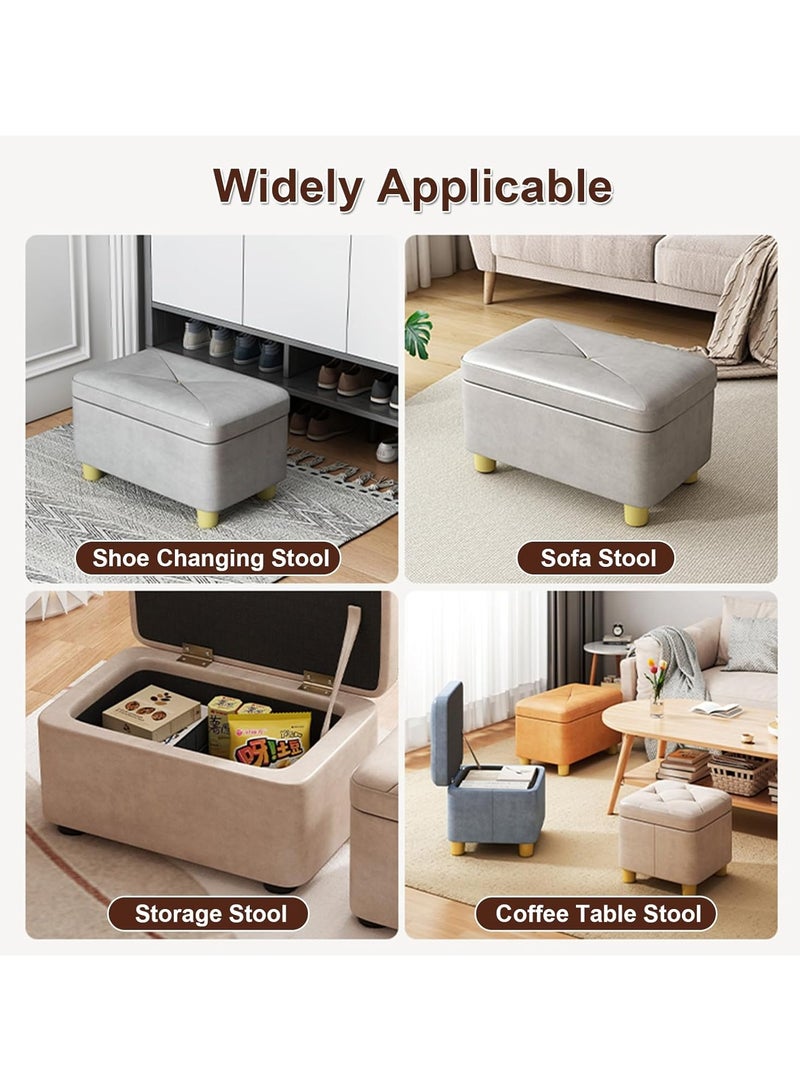 XiuWoo Multifunctional Foldable Leather Cube Storage Organizer, Foot Rest, Lid Stool Seat Chair, Folding Storage Ottoman Storage Ches Box, Bench, Chest with Thickening Square Sponge Seat Padded - Image 4