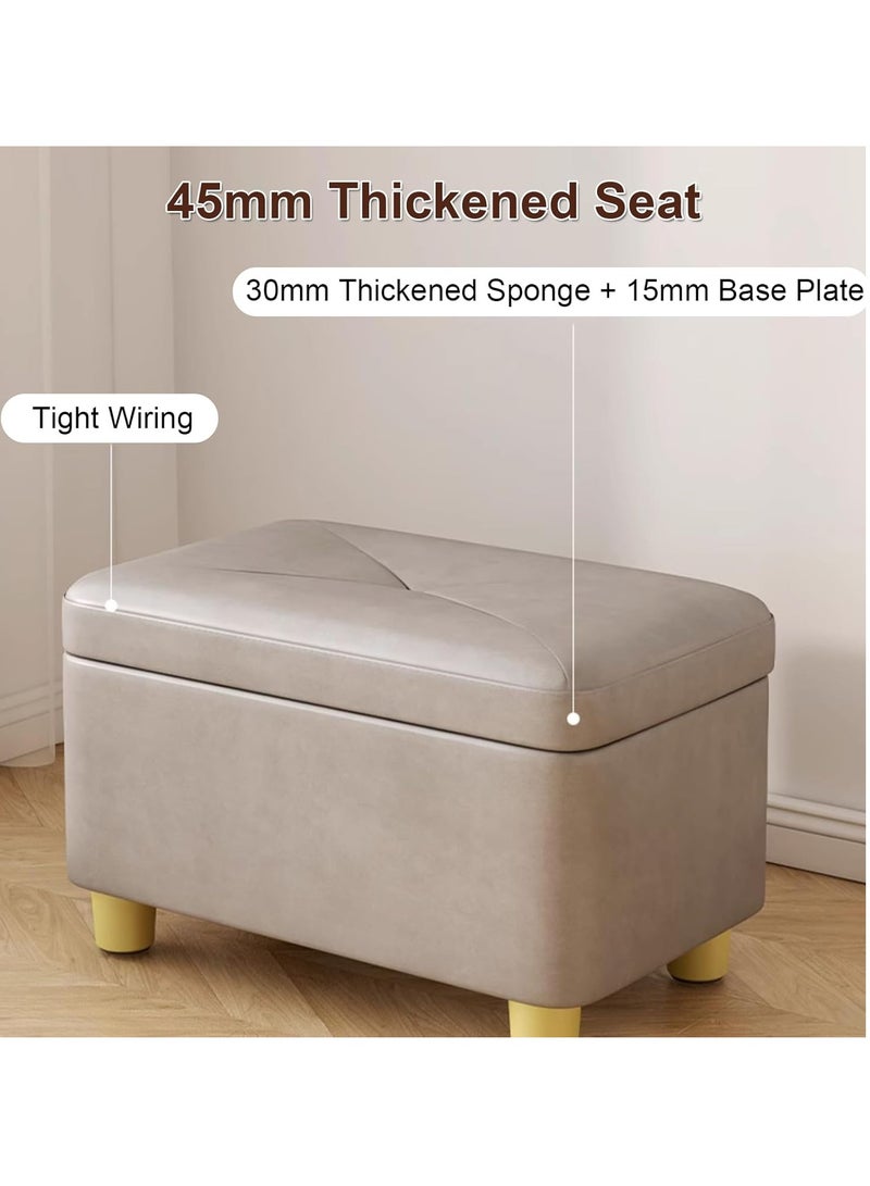 XiuWoo Multifunctional Foldable Leather Cube Storage Organizer, Foot Rest, Lid Stool Seat Chair, Folding Storage Ottoman Storage Ches Box, Bench, Chest with Thickening Square Sponge Seat Padded - Image 2