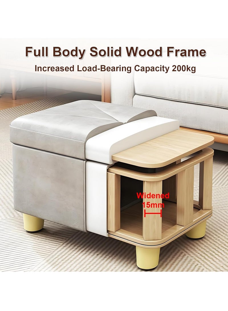 XiuWoo Multifunctional Foldable Leather Cube Storage Organizer, Foot Rest, Lid Stool Seat Chair, Folding Storage Ottoman Storage Ches Box, Bench, Chest with Thickening Square Sponge Seat Padded - Image 3