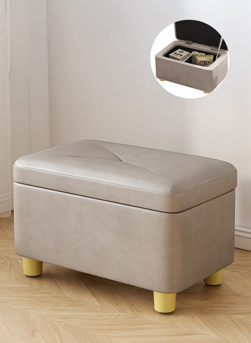 XiuWoo Multifunctional Foldable Leather Cube Storage Organizer, Foot Rest, Lid Stool Seat Chair, Folding Storage Ottoman Storage Ches Box, Bench, Chest with Thickening Square Sponge Seat Padded - Image 1