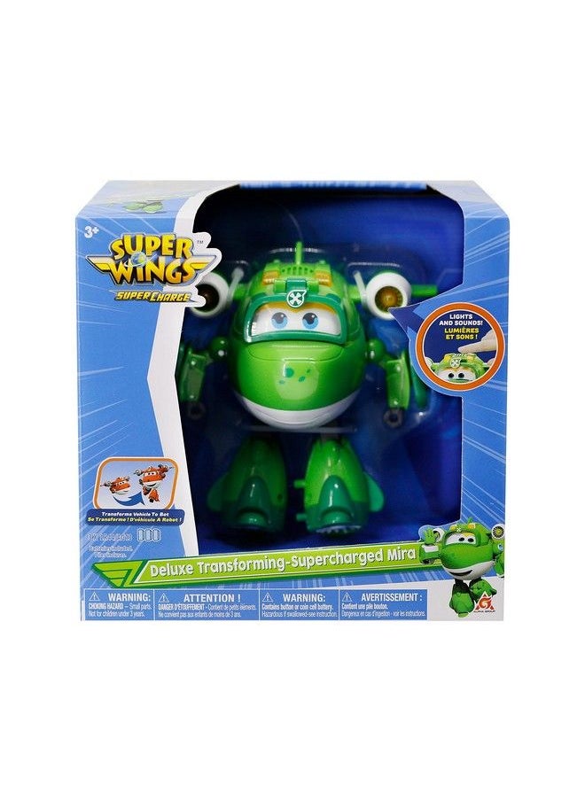 SUPER WINGS - ألعاب طائرة ميرا المتحولة الفاخرة مقاس 15.24 سم | طائرة إلى روبوت | لعبة طائرة هدية للأطفال في مرحلة ما قبل المدرسة 3 4 5 سنوات من الأولاد والبنات | المؤثرات الضوئية والصوتية - Image 1