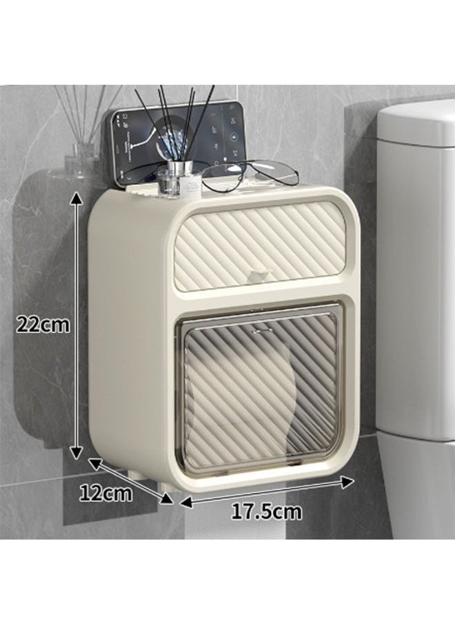 FLYROAD - Toilet Paper Holder Tissue Box Shelf, Wall Mounted, Waterproof, No Hole Punching, Toilet Tissue Paper Roll Holder - Image 1