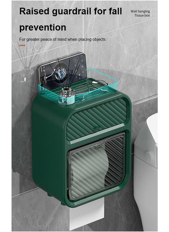 FLYROAD - Toilet Paper Holder Tissue Box Shelf, Wall Mounted, Waterproof, No Hole Punching, Toilet Tissue Paper Roll Holder - Image 1
