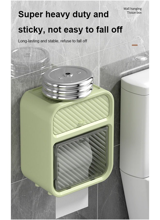 FLYROAD - Toilet Paper Holder Tissue Box Shelf, Wall Mounted, Waterproof, No Hole Punching, Toilet Tissue Paper Roll Holder - Image 1