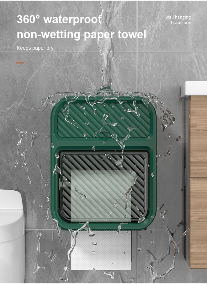 FLYROAD - Toilet Paper Holder Tissue Box Shelf, Wall Mounted, Waterproof, No Hole Punching, Toilet Tissue Paper Roll Holder - Image 1
