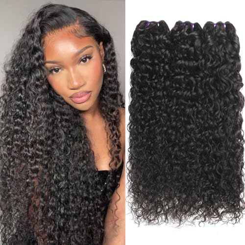 Beauty Queen Wet and Wavy Human Hair Bundles 22 22 22 Inch 16A Grade 100 Unprocessed Brazilian Weave 3 Bundles Water Wave Virgin Human Hair Natural Color Hair Extensions - Image 1