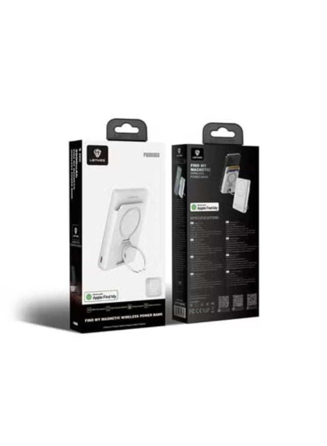 Lenyes PW0006D 5000mAh Magnetic Wireless Power Bank with 20W Fast Charging, Find My Support, Card Holder & Built-In Phone Stand - Image 5